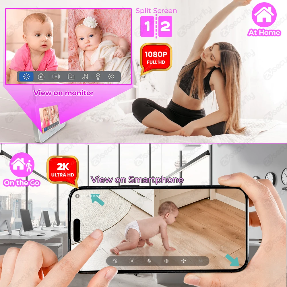 2K 3MP Wifi Bebek monitörü İki - Audio Music Google incelemesi ve fiyatı