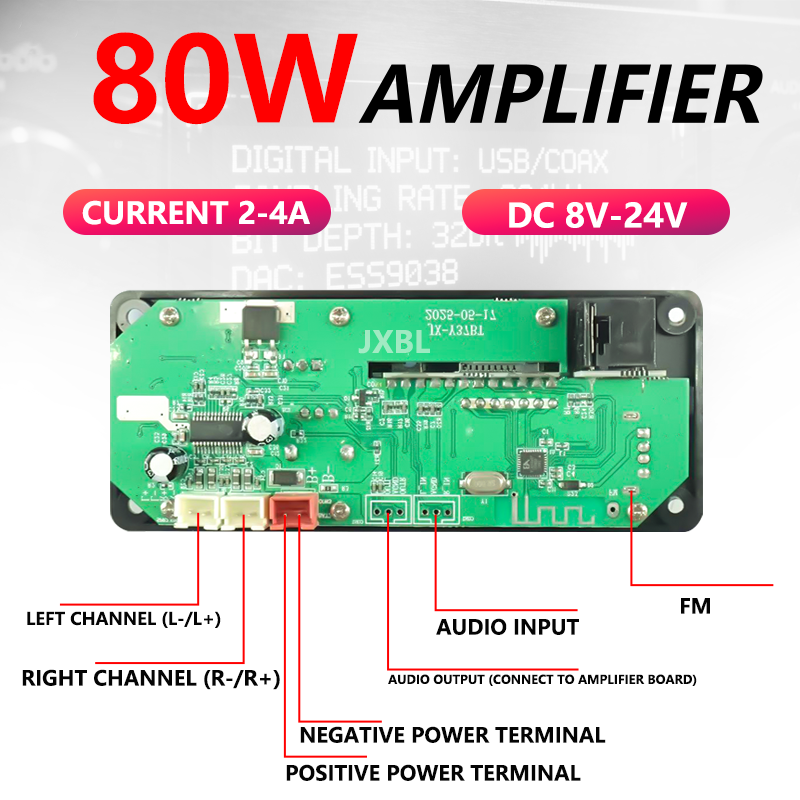 80W Bluetooth 5.0 MP3 Dekoder  - Audio Music Player incelemesi ve fiyatı